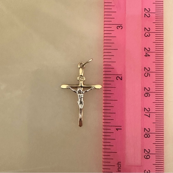 14k Two Tone Solid Gold Crucifix Pendant - Picture 10 of 10